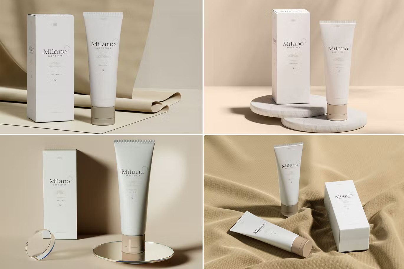优雅化妆品护手霜软管包装纸盒设计贴图样机素材 Cosmetic Tube & Packaging Mockups_img_2