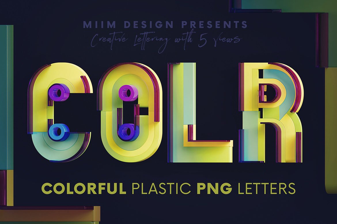 未来创意3D立体彩色几何塑料英文字体数字PNG免扣图片设计素材 Colorful Plastic - 3D Lettering_img_2