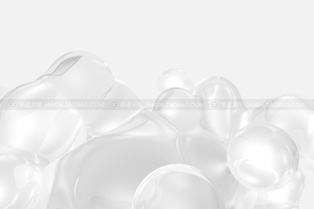 抽象白色晶莹剔透水晶玻璃球背景图片设计素材 White Metaball 3D Backgrounds_img_2