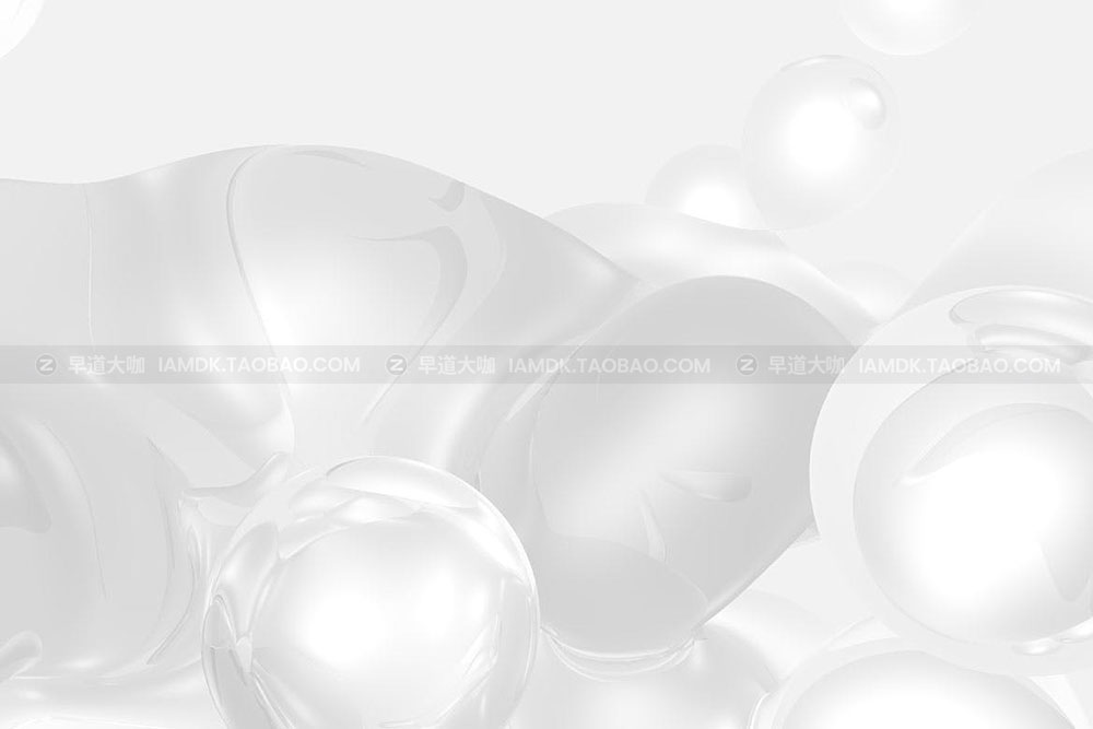 抽象白色晶莹剔透水晶玻璃球背景图片设计素材 White Metaball 3D Backgrounds_img_2