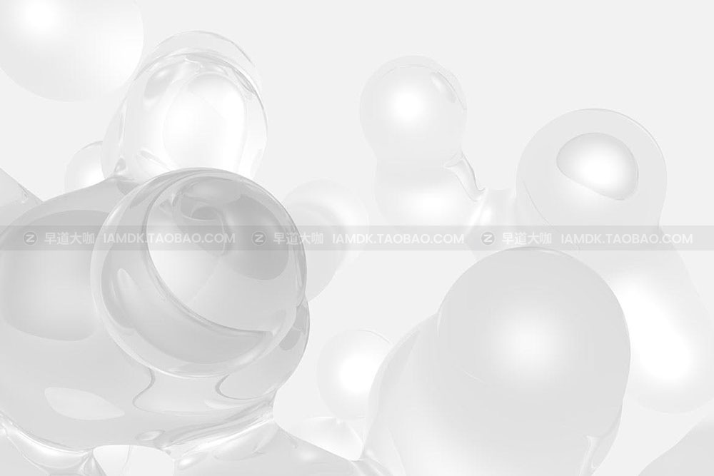 抽象白色晶莹剔透水晶玻璃球背景图片设计素材 White Metaball 3D Backgrounds_img_2