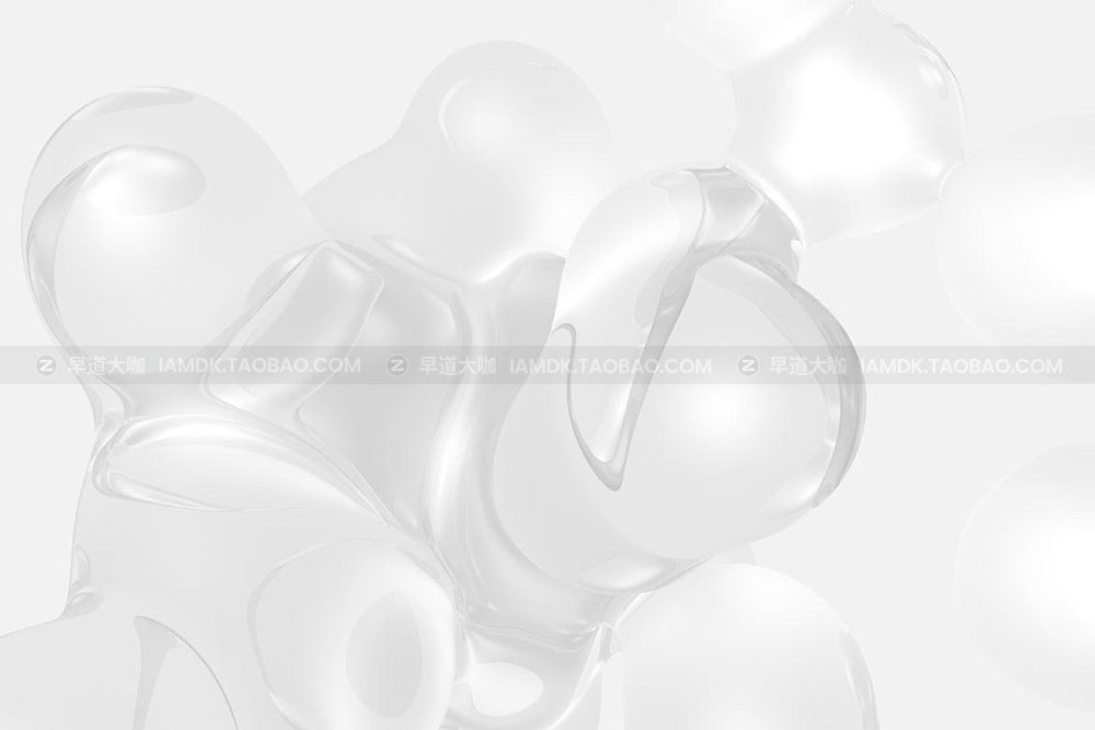 抽象白色晶莹剔透水晶玻璃球背景图片设计素材 White Metaball 3D Backgrounds_img_2