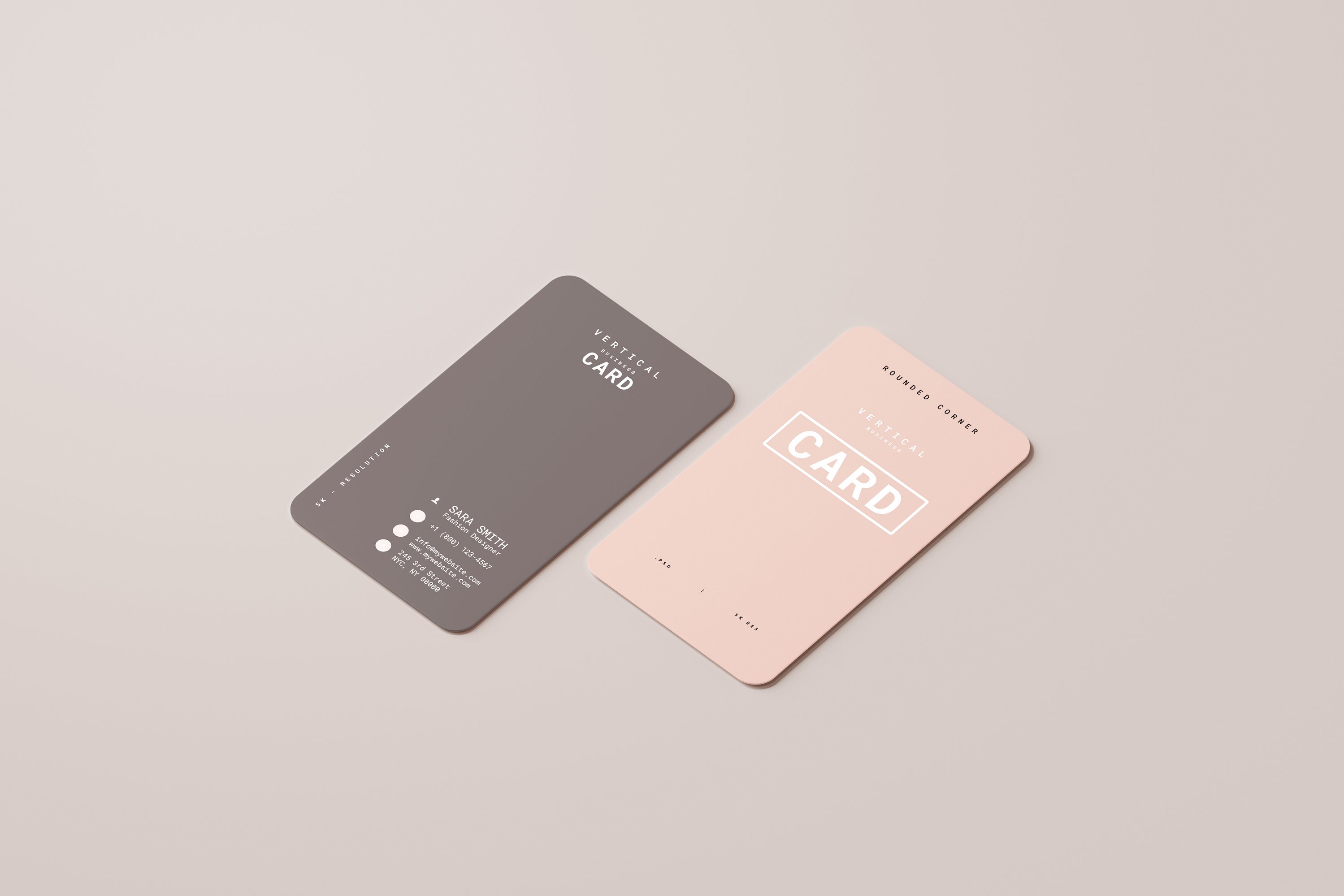 20款圆角商务名片卡片设计展示贴图PSD样机模板 Vertical Business Card Mockups_img_2