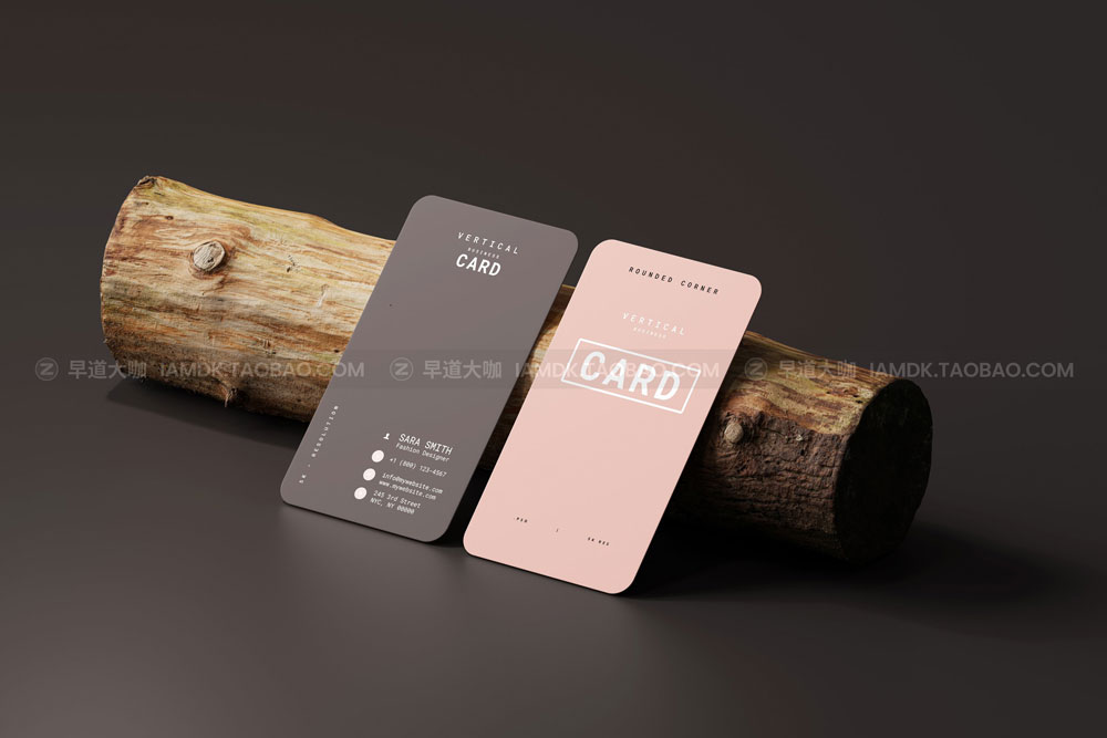 20款圆角商务名片卡片设计展示贴图PSD样机模板 Vertical Business Card Mockups_img_2