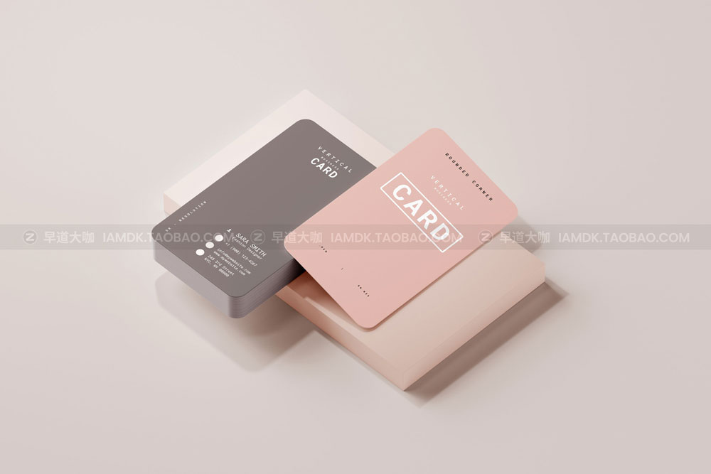 20款圆角商务名片卡片设计展示贴图PSD样机模板 Vertical Business Card Mockups_img_2