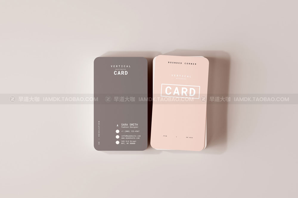 20款圆角商务名片卡片设计展示贴图PSD样机模板 Vertical Business Card Mockups_img_2