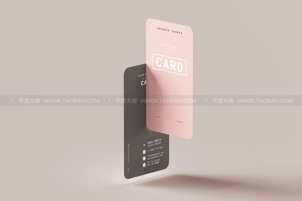 20款圆角商务名片卡片设计展示贴图PSD样机模板 Vertical Business Card Mockups_img_2