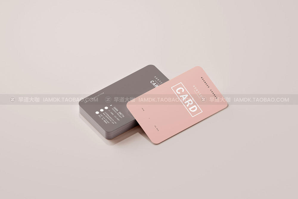 20款圆角商务名片卡片设计展示贴图PSD样机模板 Vertical Business Card Mockups_img_2