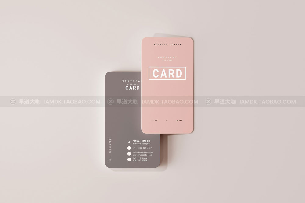 20款圆角商务名片卡片设计展示贴图PSD样机模板 Vertical Business Card Mockups_img_2