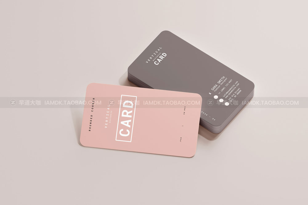 20款圆角商务名片卡片设计展示贴图PSD样机模板 Vertical Business Card Mockups_img_2