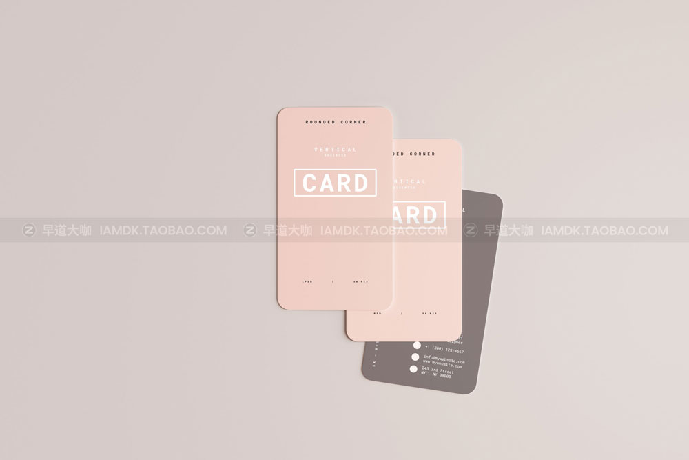 20款圆角商务名片卡片设计展示贴图PSD样机模板 Vertical Business Card Mockups_img_2