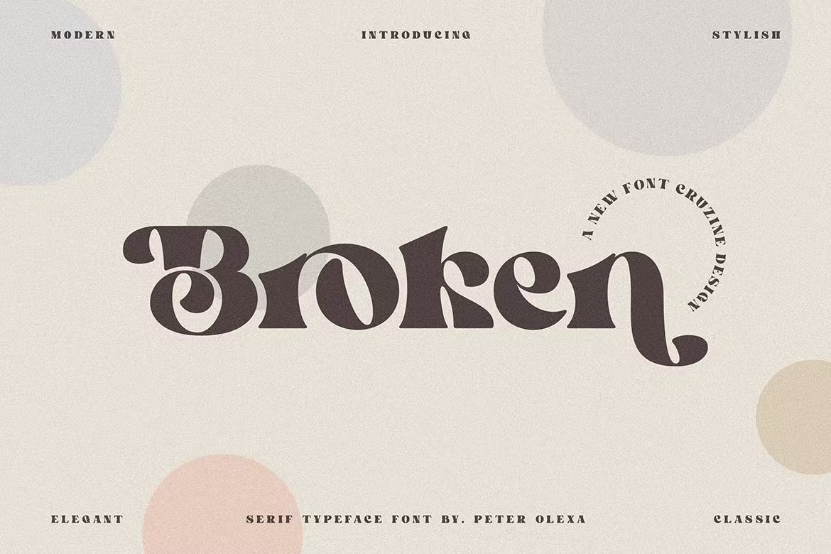 时尚复古品牌婚礼徽标logo设计衬线英文字体 Broken - Bold Serif Font_img_2