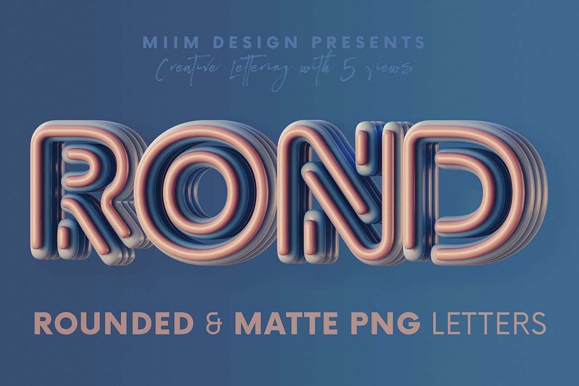 未来创意3D立体朋克风英文字母数字PNG免扣图片设计素材 Rounded & Matte - 3D Lettering_img_2