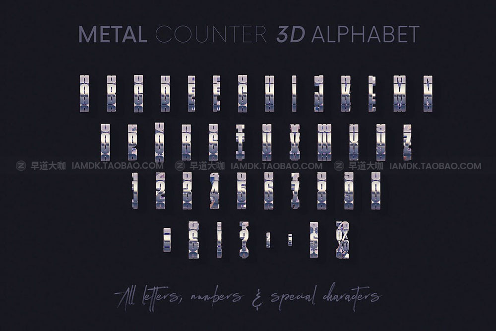 多角度金属圆环科幻未来3D立体英文字母数字png免抠图片设计素材 Metal Counter - 3D Lettering_img_2