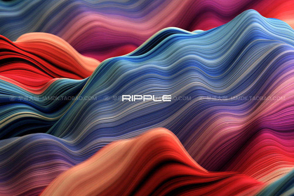 抽象多彩光滑3D起伏海报专辑封面设计科技波浪背景图片素材 Ripple: Fluid Wavy 3D Lines_img_2