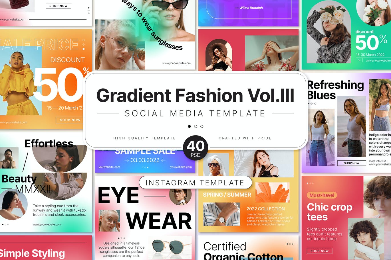 时尚渐变Ins风新媒体电商海报设计PSD模板素材 Gradient Fashion Social Media Instagram Vol 3_img_2