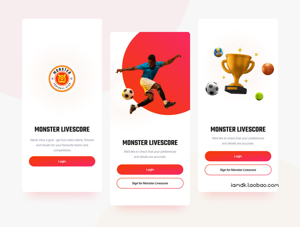 高品质体育赛事新闻数据统计APP应用程序界面设计UI套件 Monster - Livescore Sport app ui kit_img_2