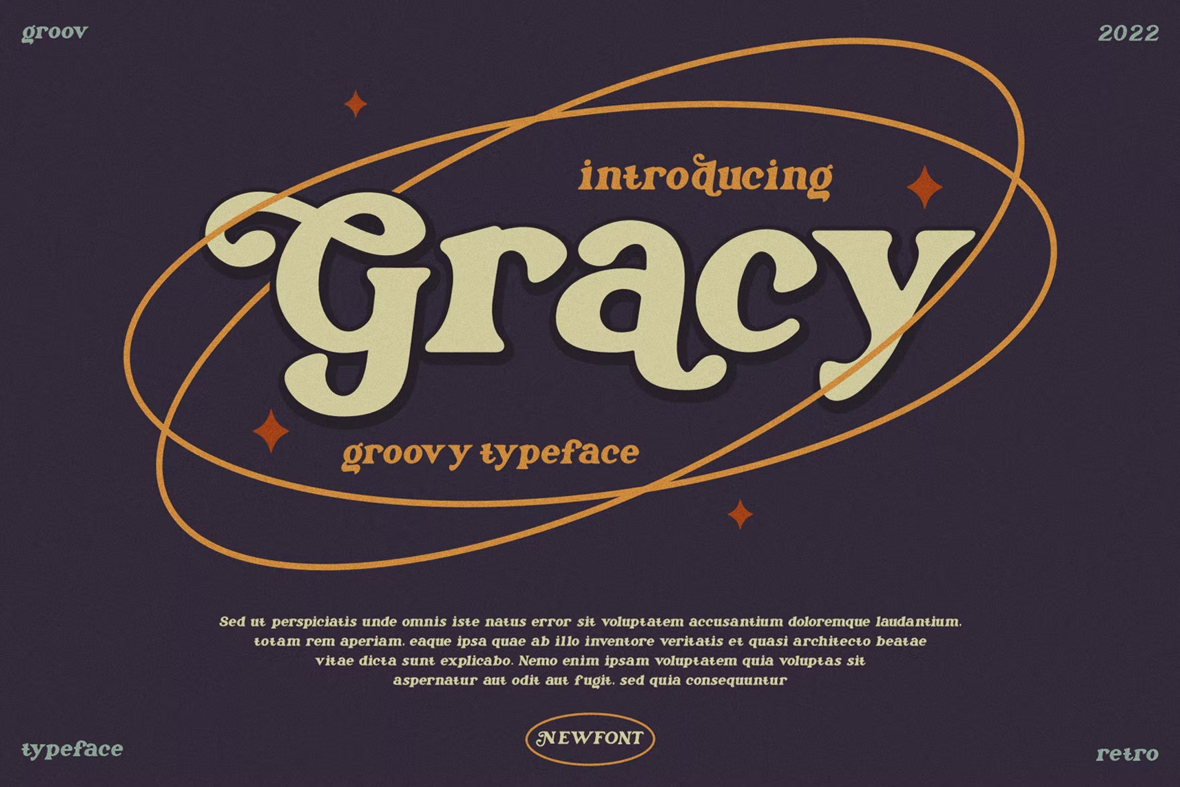 复古品牌广告徽标logo设计衬线英文字体 Gracy - Groovy Typeface_img_2