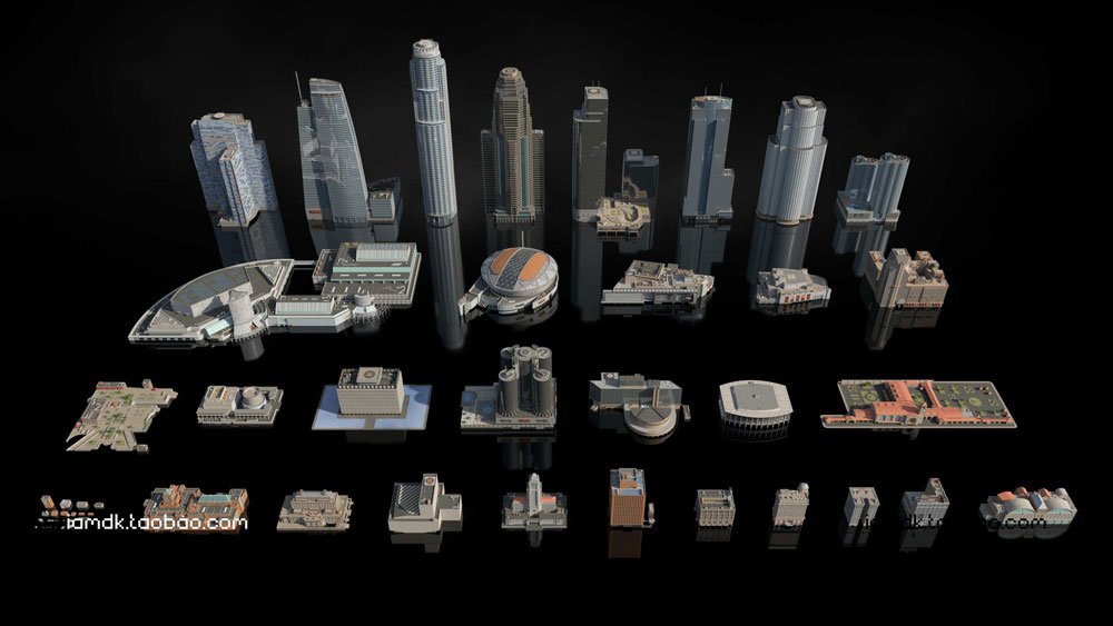 【80G】现代城市建筑楼房大厦3D模型 C4D/MAX/FBX/OBJ/Maya/Blender等 Kitbash3d – Los Angeles_img_2