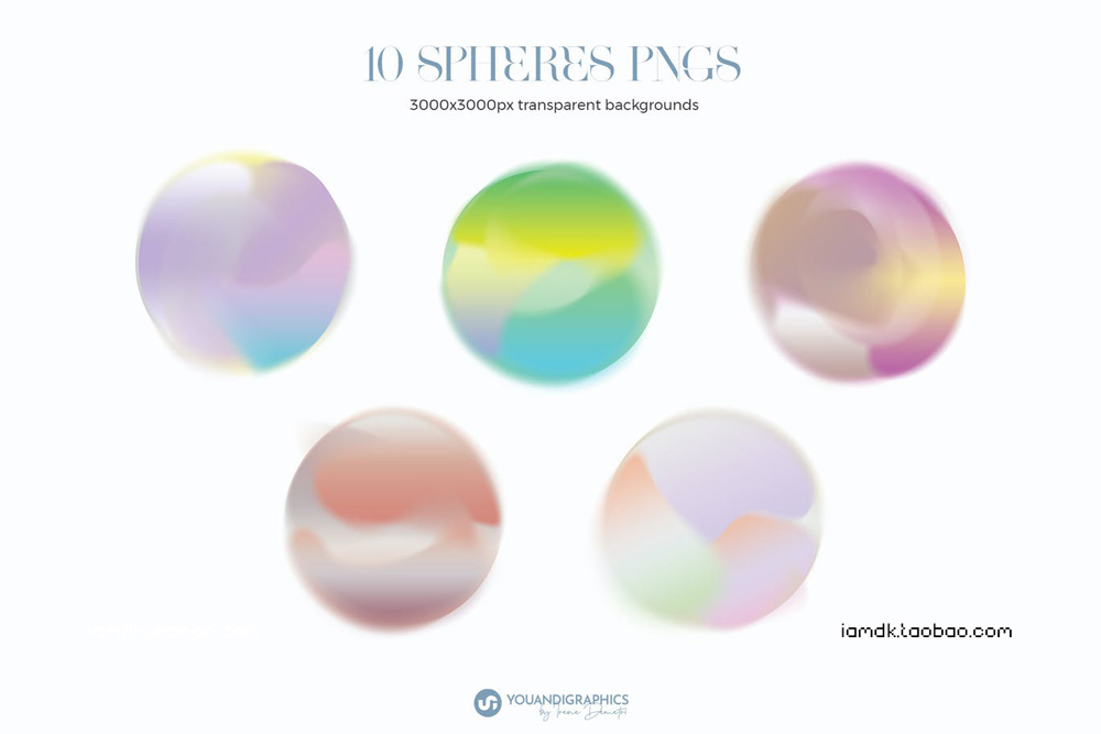 10款炫彩时尚梦幻弥散光渐变圆形球体背景底纹Ps分层素材源文件 Gradient Spheres Backgrounds_img_2