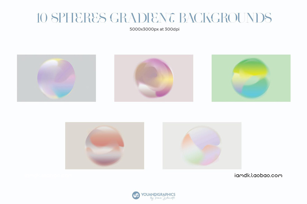 10款炫彩时尚梦幻弥散光渐变圆形球体背景底纹Ps分层素材源文件 Gradient Spheres Backgrounds_img_2