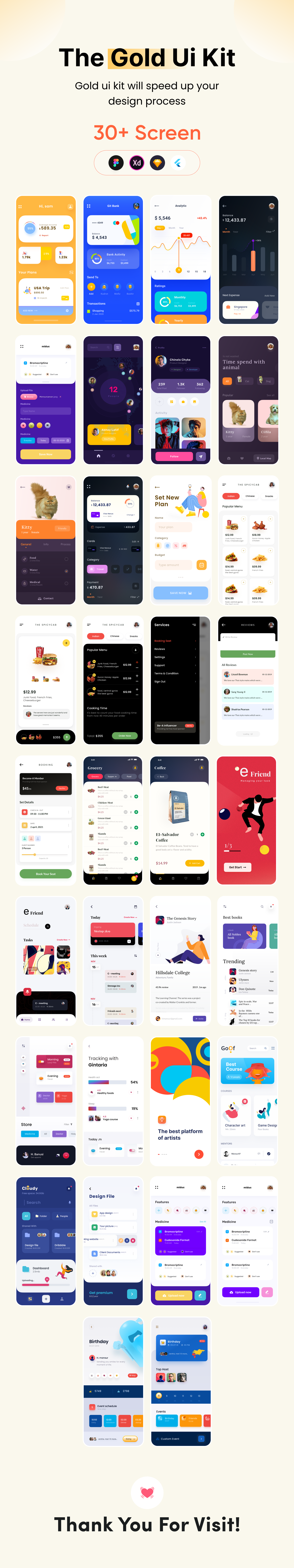 时尚简洁在线购物商城APP界面设计UI套件 The Gold App UI Kit_img_2