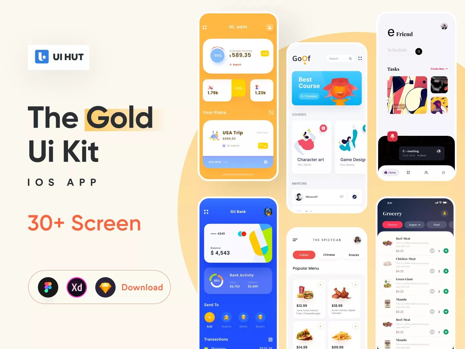 时尚简洁在线购物商城APP界面设计UI套件 The Gold App UI Kit_img_2