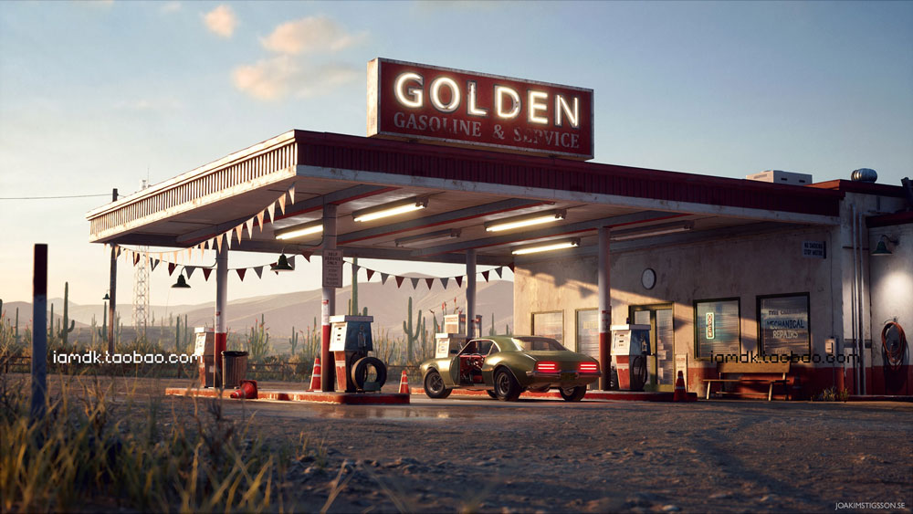 UE模型 模块化沙漠仙人掌加油站场景3D设计素材 Unreal Engine - Desert Gas Station (4.2x)_img_2