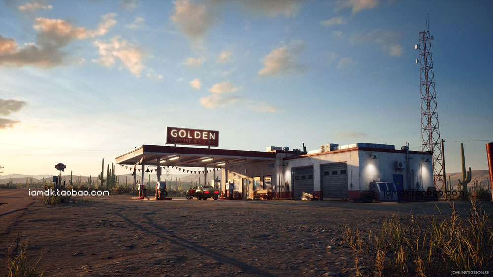 UE模型 模块化沙漠仙人掌加油站场景3D设计素材 Unreal Engine - Desert Gas Station (4.2x)_img_2