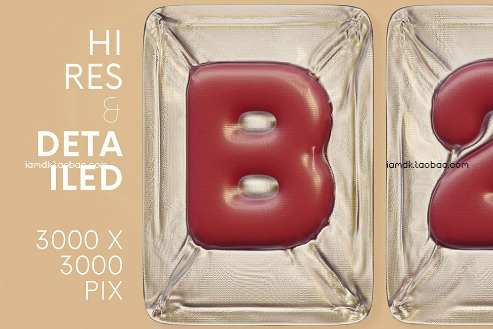 创意3D立体食品真空包气泡英文字母数字PNG免扣图片素材 Vacuum Package 3D Alphabet_img_2
