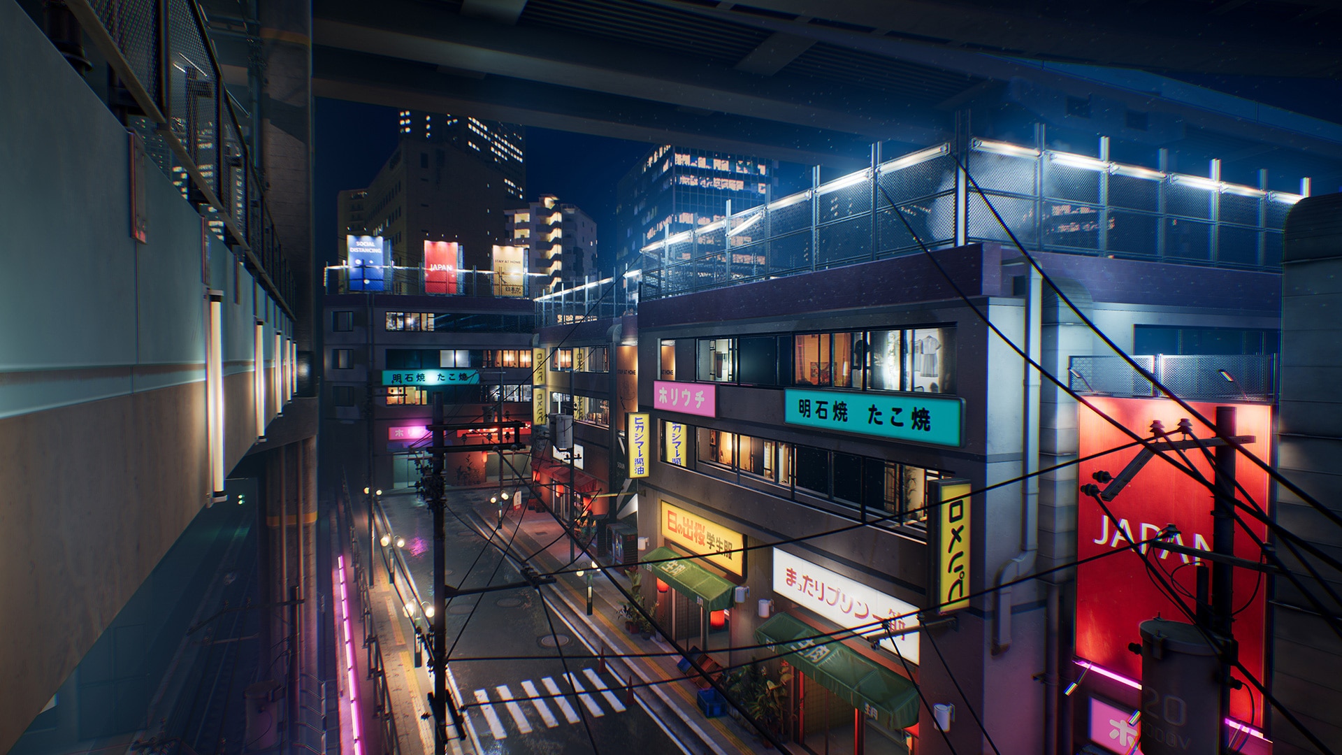 UE模型 潮流赛博朋克霓虹效果日式风城市街道场景3D设计素材 Unreal Engine - Japanese city pack_img_2