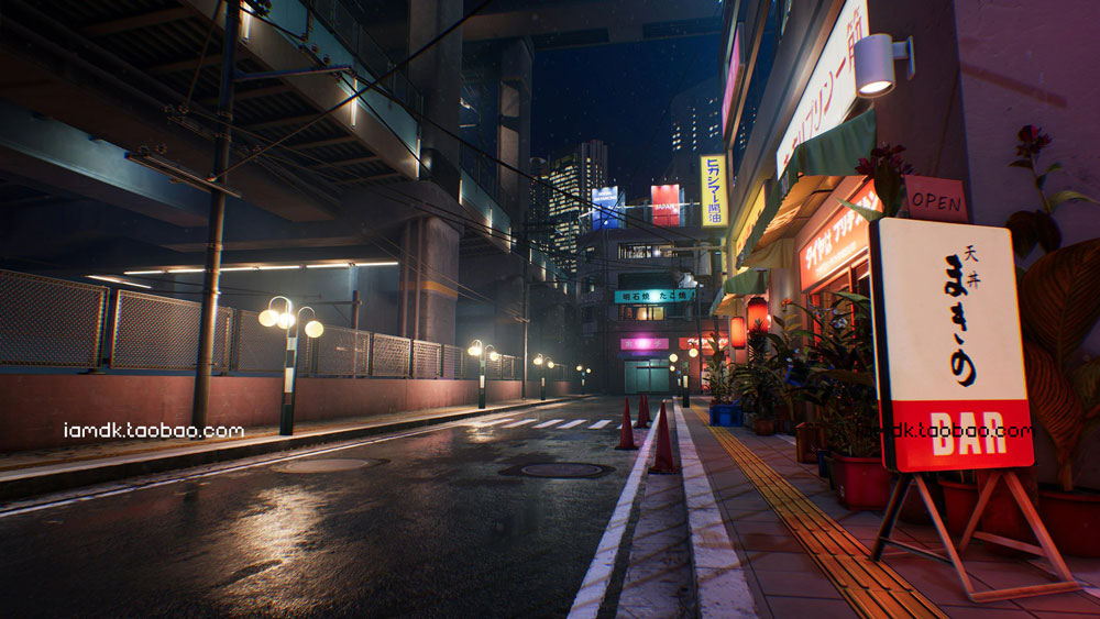 UE模型 潮流赛博朋克霓虹效果日式风城市街道场景3D设计素材 Unreal Engine - Japanese city pack_img_2