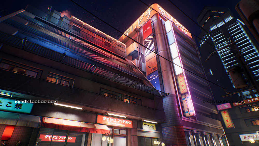 UE模型 潮流赛博朋克霓虹效果日式风城市街道场景3D设计素材 Unreal Engine - Japanese city pack_img_2