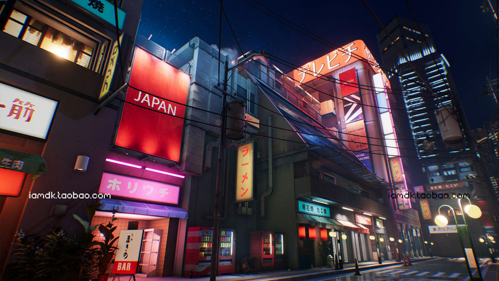 UE模型 潮流赛博朋克霓虹效果日式风城市街道场景3D设计素材 Unreal Engine - Japanese city pack_img_2