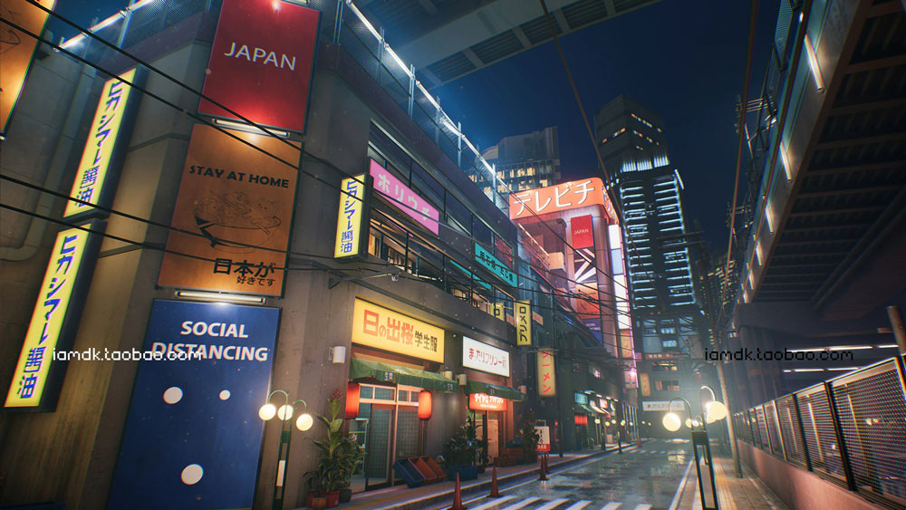 UE模型 潮流赛博朋克霓虹效果日式风城市街道场景3D设计素材 Unreal Engine - Japanese city pack_img_2