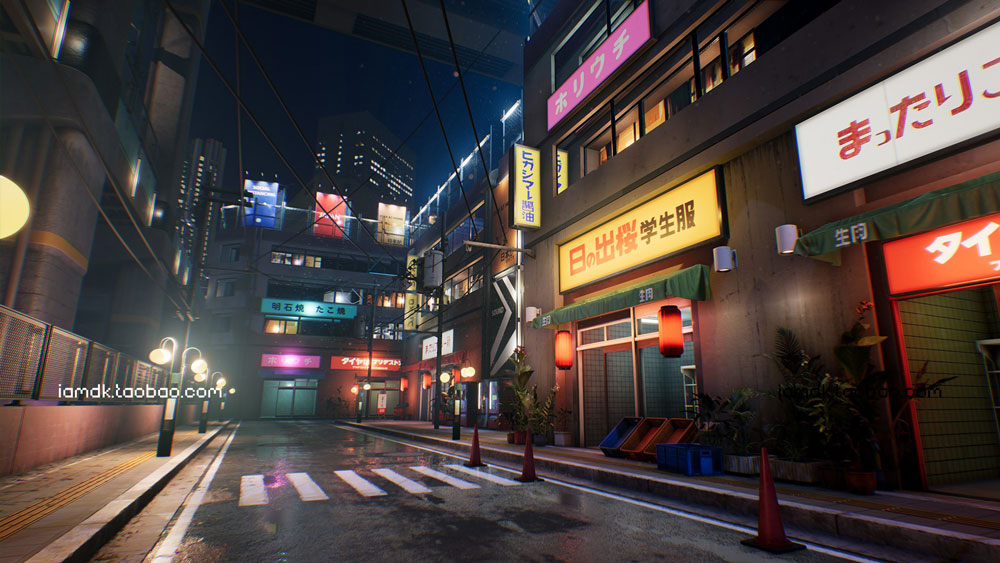 UE模型 潮流赛博朋克霓虹效果日式风城市街道场景3D设计素材 Unreal Engine - Japanese city pack_img_2