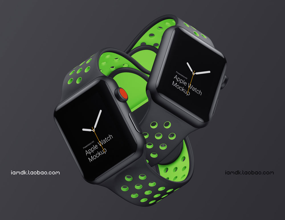 高级Apple Watch 4智能手表屏幕演示样机模板 Apple Watch 3 Mockups_img_2