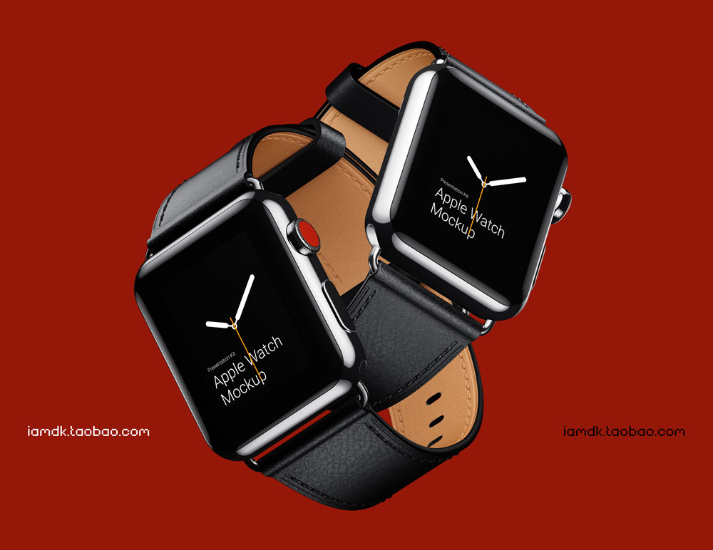 高级Apple Watch 4智能手表屏幕演示样机模板 Apple Watch 3 Mockups_img_2