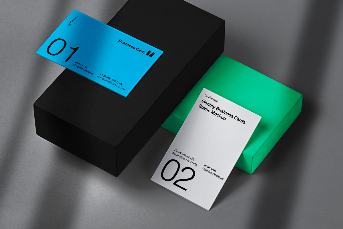 时尚商务个人名片卡片设计展示贴图样机PSD模板 Identity Brand Psd Business Card Mockup_img_2