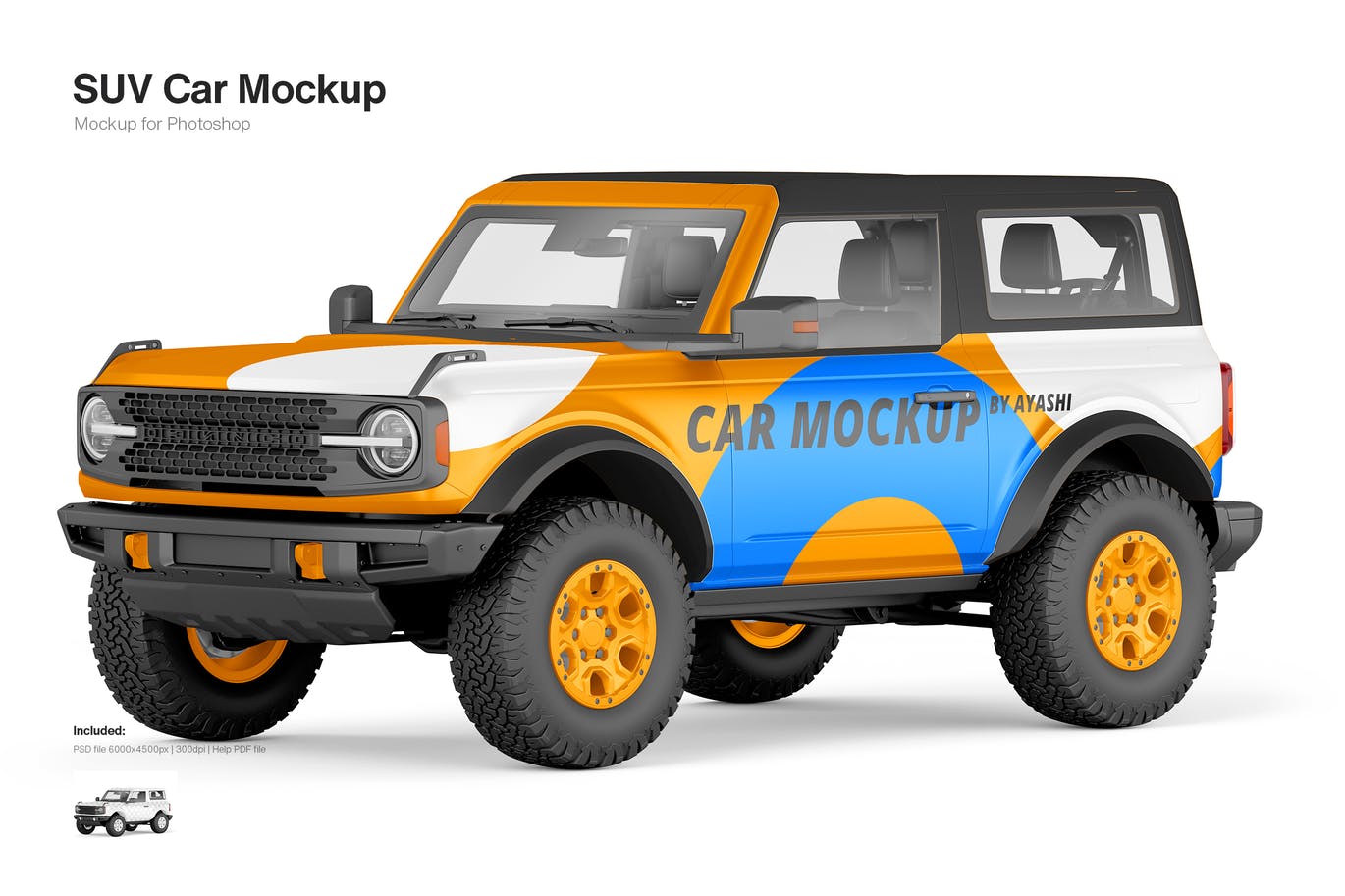 逼真福特野马SUV四驱汽车外观设计样机 Bronco Car Mockup_img_2