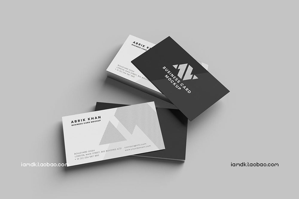 极简品牌Logo设计商务名片设计展示贴图样机 Monochrome Stack Business Card Mockup_img_2