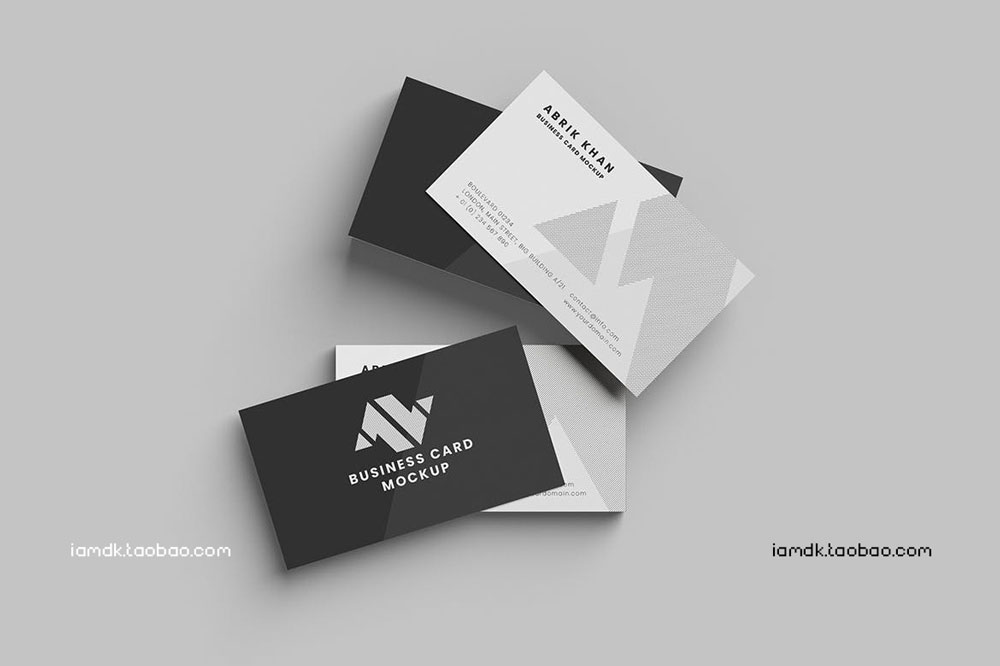 极简品牌Logo设计商务名片设计展示贴图样机 Monochrome Stack Business Card Mockup_img_2