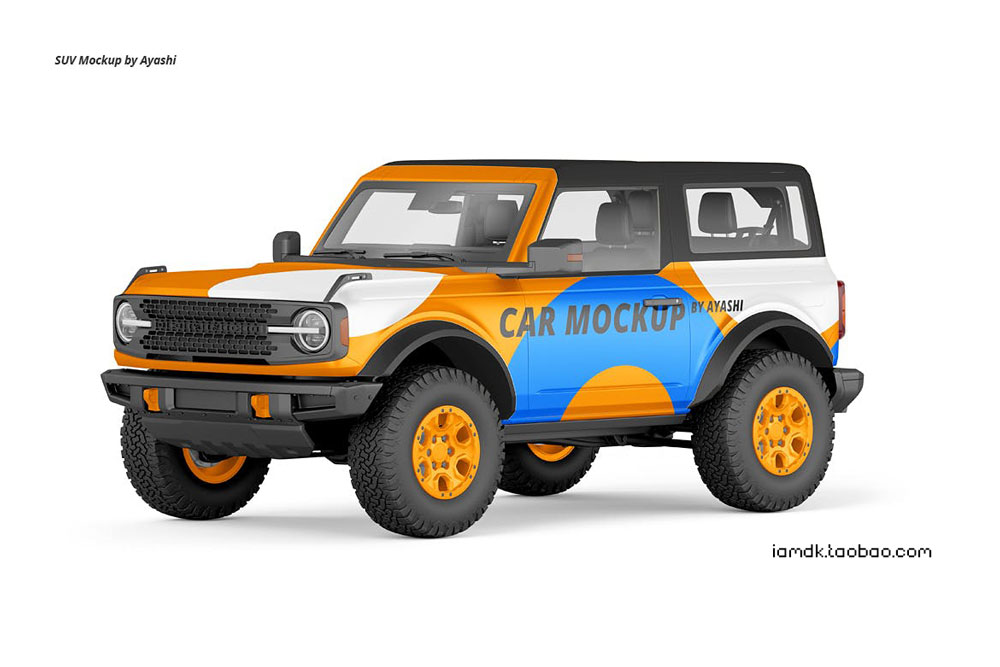 逼真福特野马SUV四驱汽车外观设计样机 Bronco Car Mockup_img_2