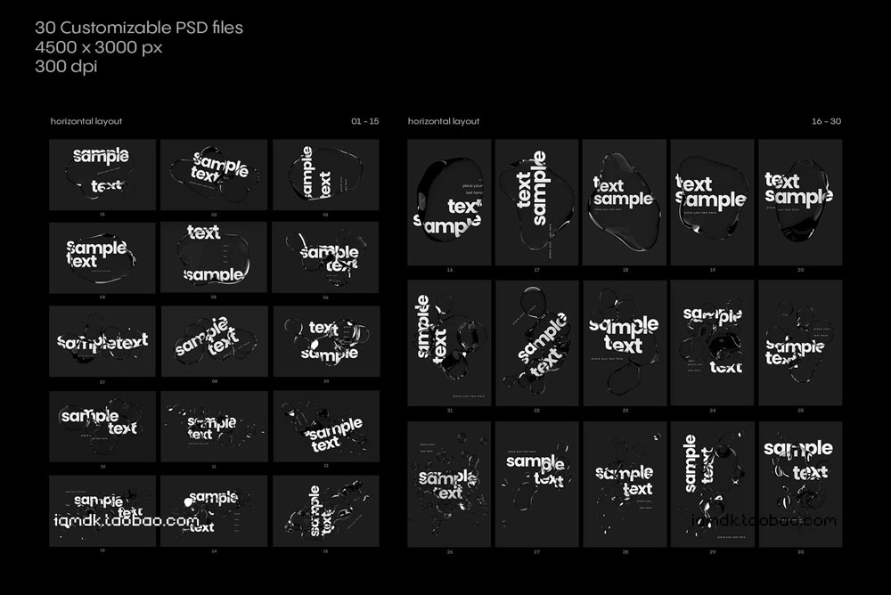 30款潮流逼真透明水珠水滴海报字体设计Ps样机素材特效生成模板 30 PSD Templates and 18 Actions_img_2