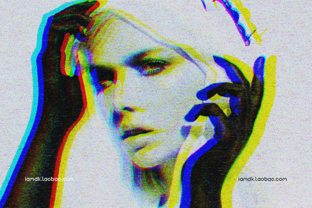 复古故障噪点颗粒旧电视显示效果照片处理特效PS样机模板 Noise Glitch Photo Effect_img_2