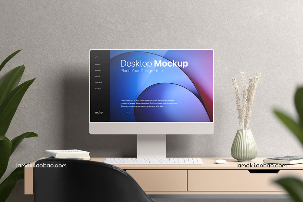 10个时尚网页APP界面设计苹果一体机iMac屏幕演示样机模板 Desktop Mockup_img_2