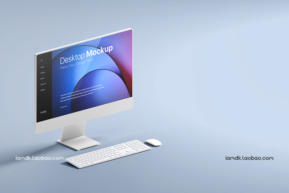 10个时尚网页APP界面设计苹果一体机iMac屏幕演示样机模板 Desktop Mockup_img_2