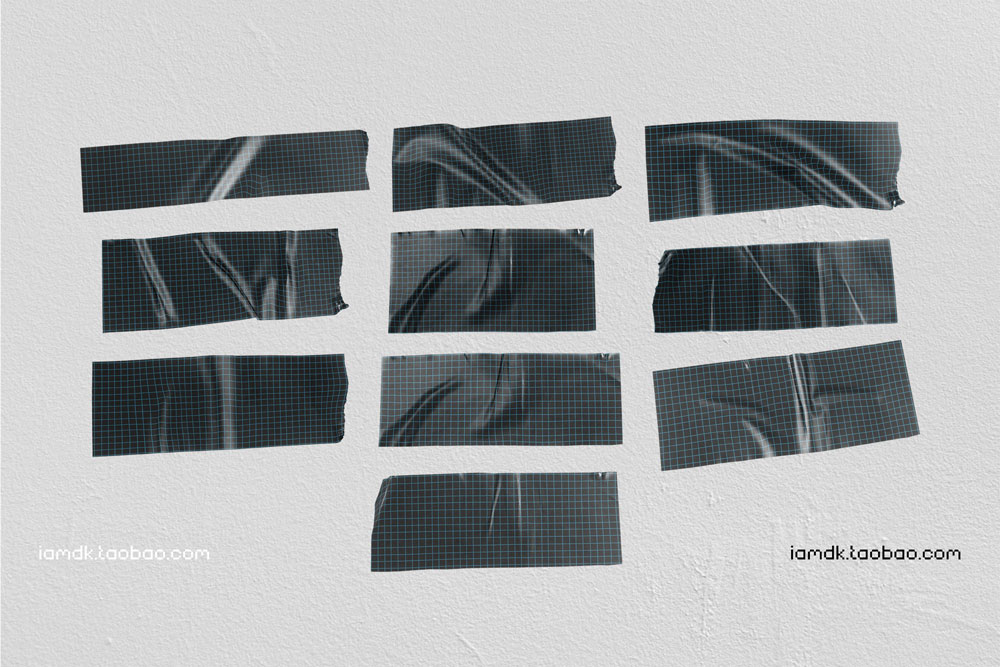 10款潮流复古逼真褶皱不干胶贴纸胶带设计贴图Ps样机素材展示模板 10 Realistic Sticker Mockup_img_2