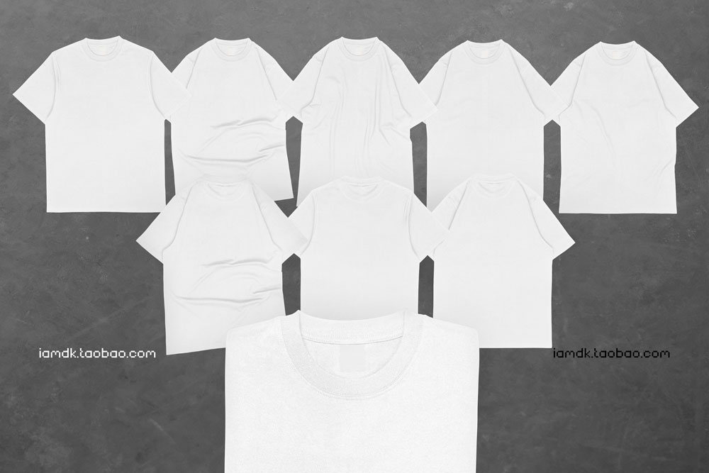 复古逼真嘻哈街头长款T恤半袖印花设计展示贴图样机模板 Heavy Cotton T-shirt Mockup_img_2