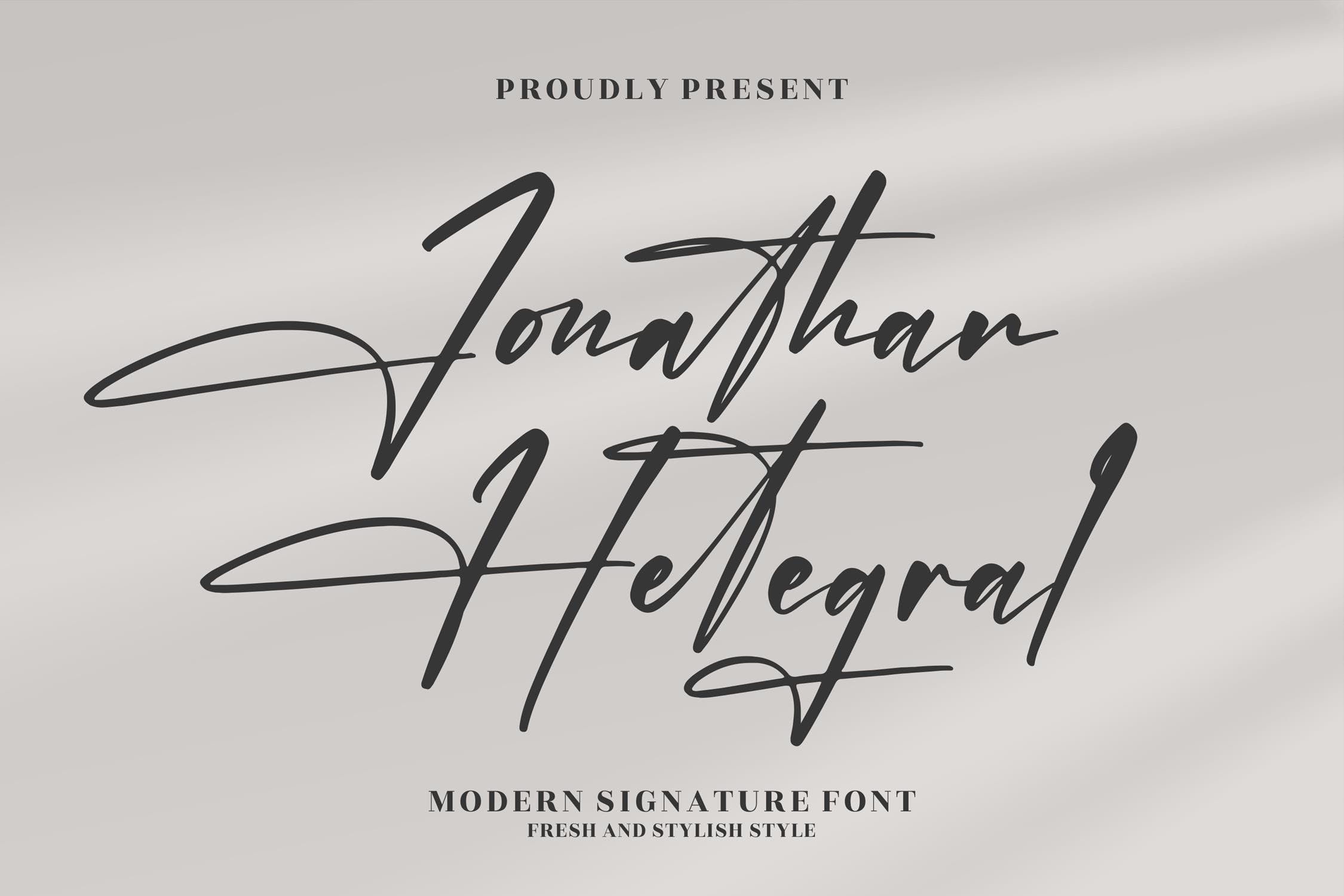 现代优雅品牌海报商标设计手写英文字体 Jonathan Hetegral Modern Siganture Font LS_img_2